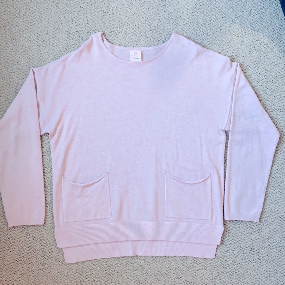 Light pink Zara sweater with pockets